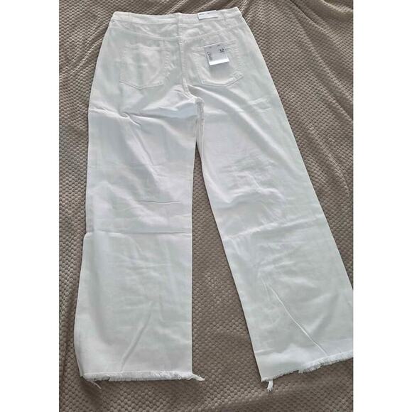 Vervet White Distressed Wide Leg Jeans High Rise Frayed Hem Women’s 32 NWT - Picture 6 of 12